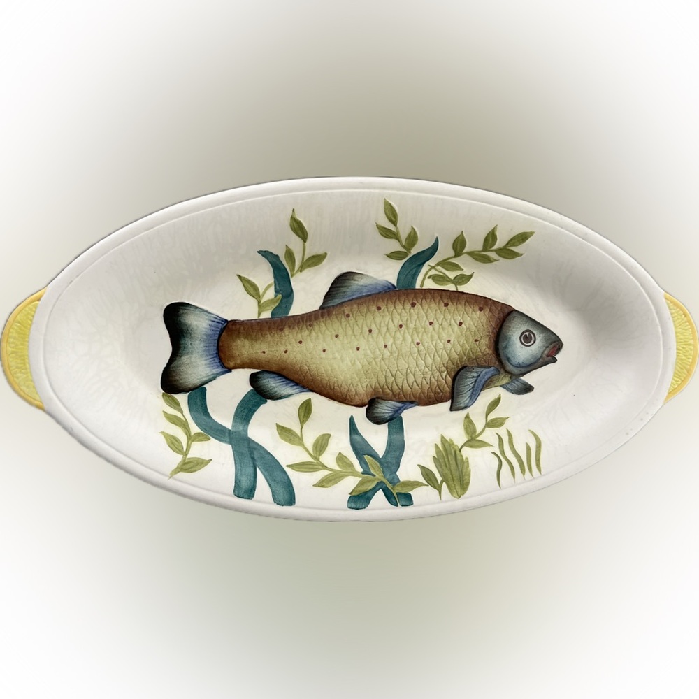 🐠Vintage 50s Fish Oval Handpainted Serving Dish Platter | E. Radford England - Picture 15 of 17